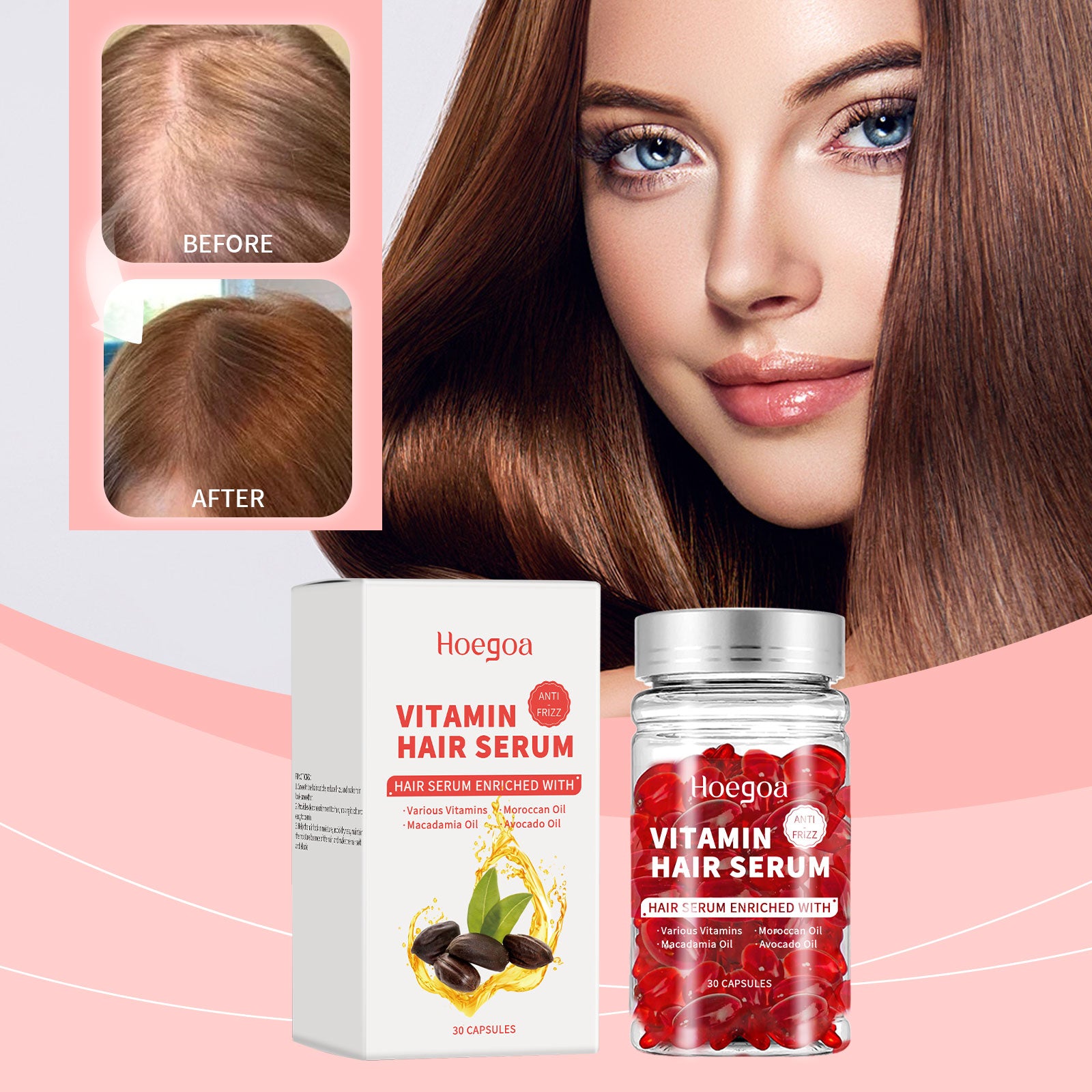 Hoegoa Morocco Hair Care Capsule, Nourishing And Repairing Hair Split End Broken Dry Hair Care