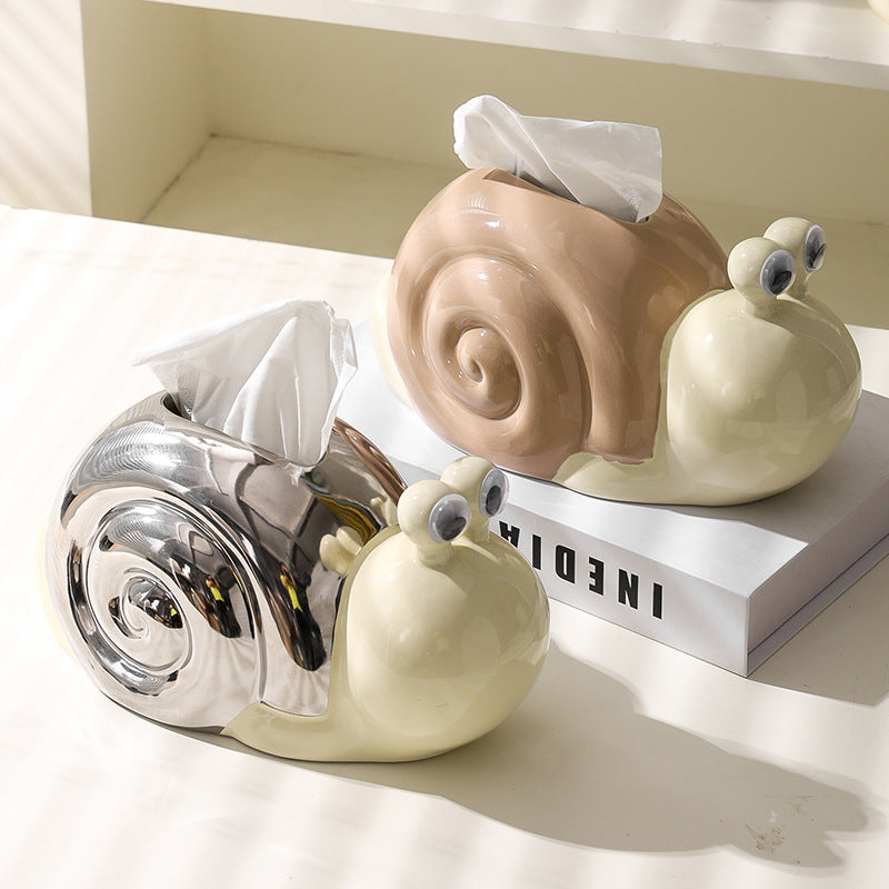 Creative Kitchen Desktop Tissue Box Living Room Cartoon Cute Snail Ceramic Dining Table Tissue Box