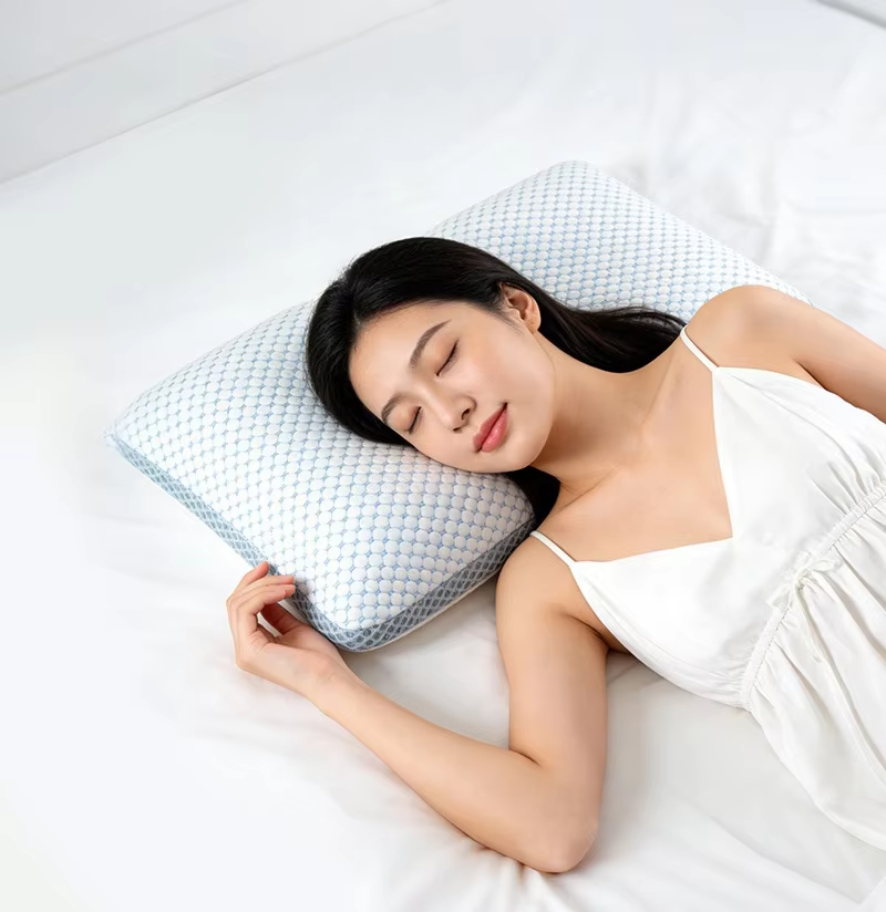 Cool cervical pillow with slow rebound memory cotton pillow for side sleeping and neck protection. Summer breathable and deep sl