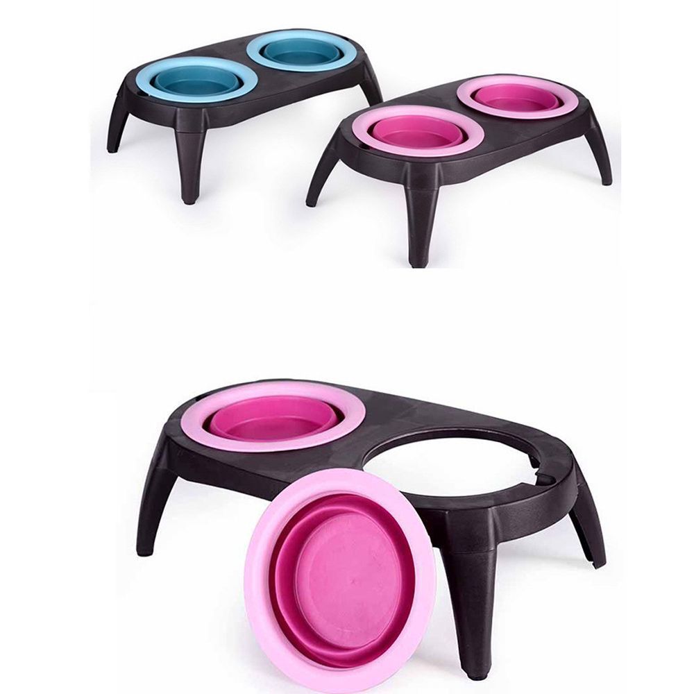 Pet Double Bowl Pet Silicone Bowl Folding Bowl