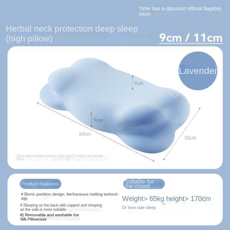 Cloud Pillow with Herbal Essence for Neck Support and Sleep Aid, Memory Foam Cervical Pillow for Side Sleeping
