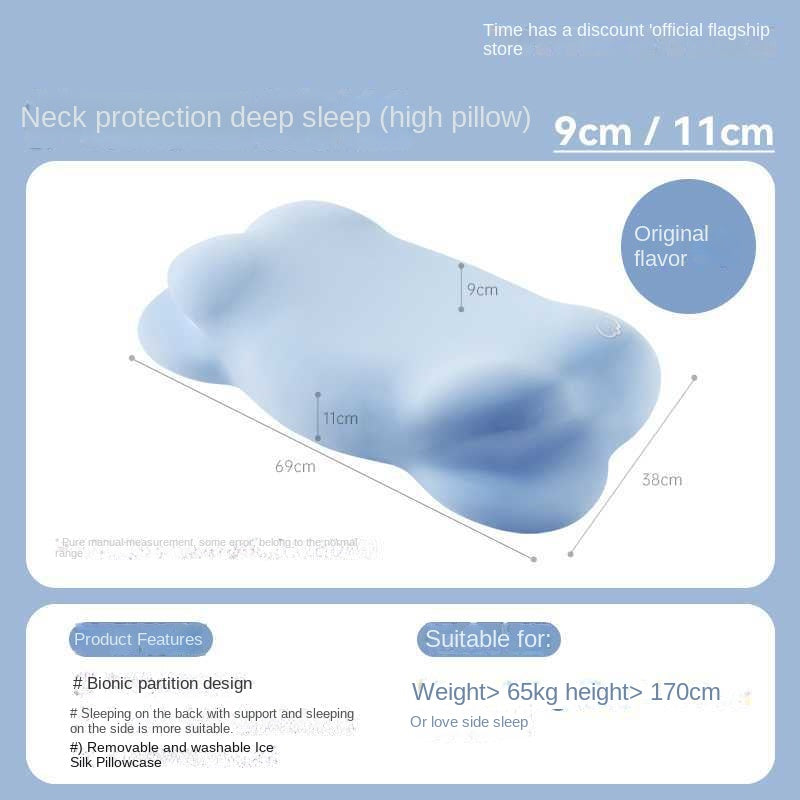 Cloud Pillow with Herbal Essence for Neck Support and Sleep Aid, Memory Foam Cervical Pillow for Side Sleeping