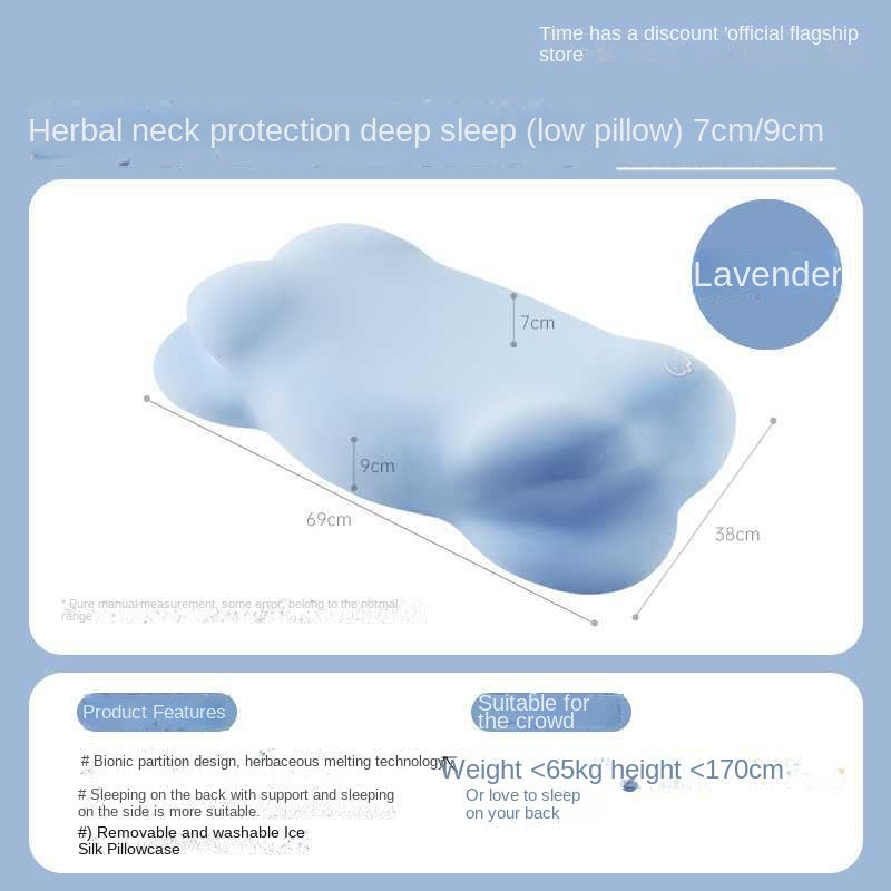 Cloud Pillow with Herbal Essence for Neck Support and Sleep Aid, Memory Foam Cervical Pillow for Side Sleeping