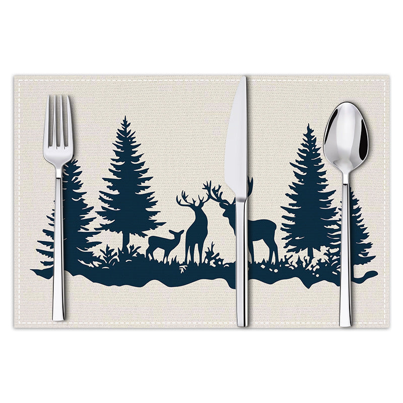 Christmas placemat reindeer print decoration insulation mat kitchen dining table coaster