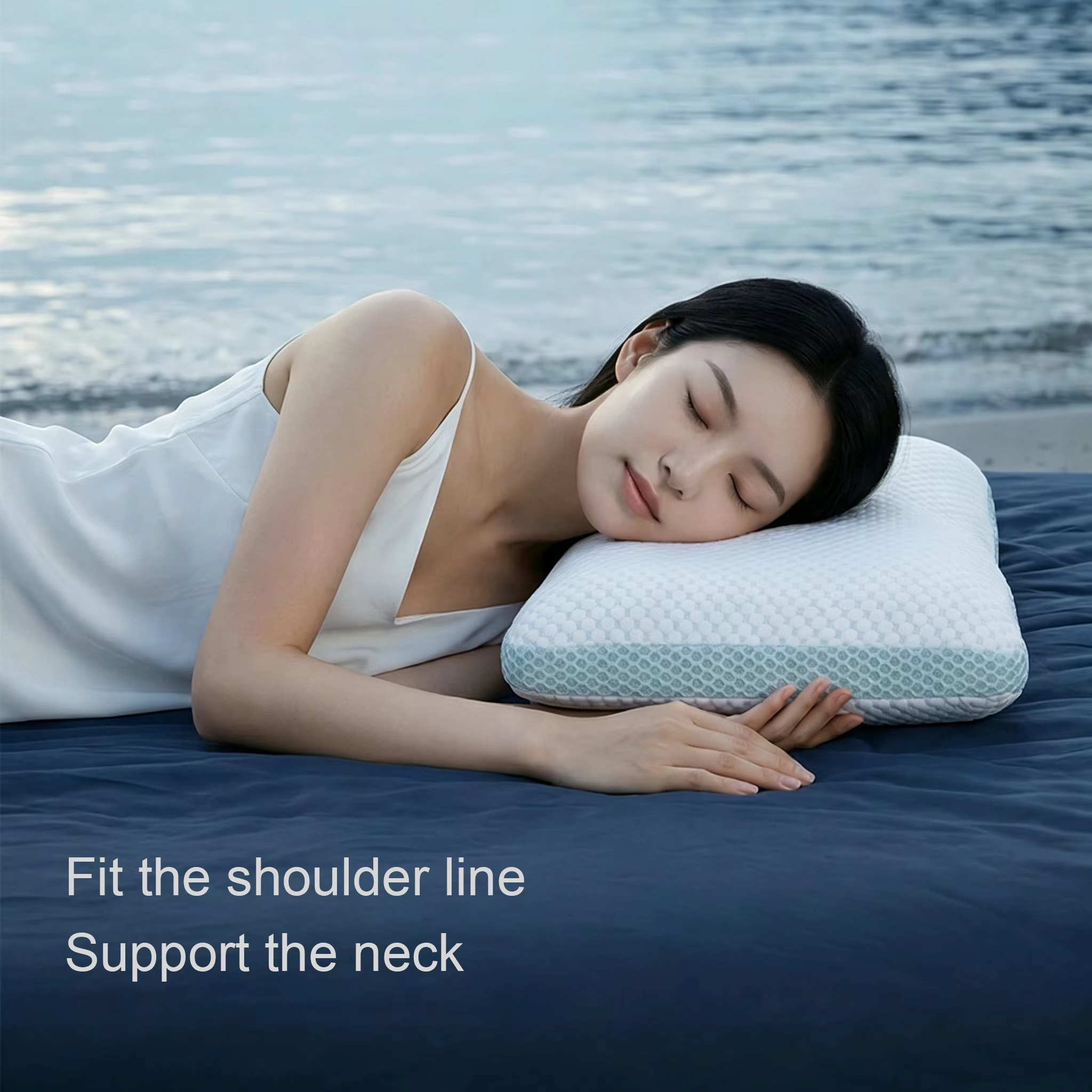 Cool cervical pillow with slow rebound memory cotton pillow for side sleeping and neck protection. Summer breathable and deep sl