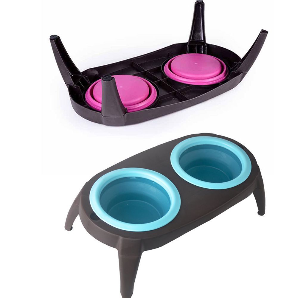Pet Double Bowl Pet Silicone Bowl Folding Bowl