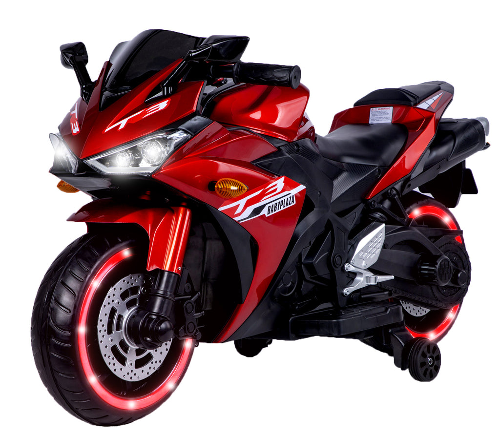 motorcycle 12V for kids 3-4-5-6 years motorcycle ride on toy with Training Wheels