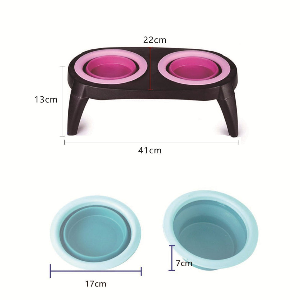 Pet Double Bowl Pet Silicone Bowl Folding Bowl